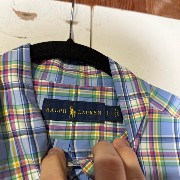 Polo Ralph Lauren Pastel Plaid Button Down Shirt Size Large Multicolor Preppy - Picture 8 of 10